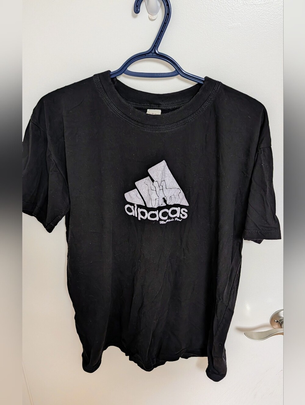 Inca Peru Black Cotton Alpacas T-Shirt - Men's Medium